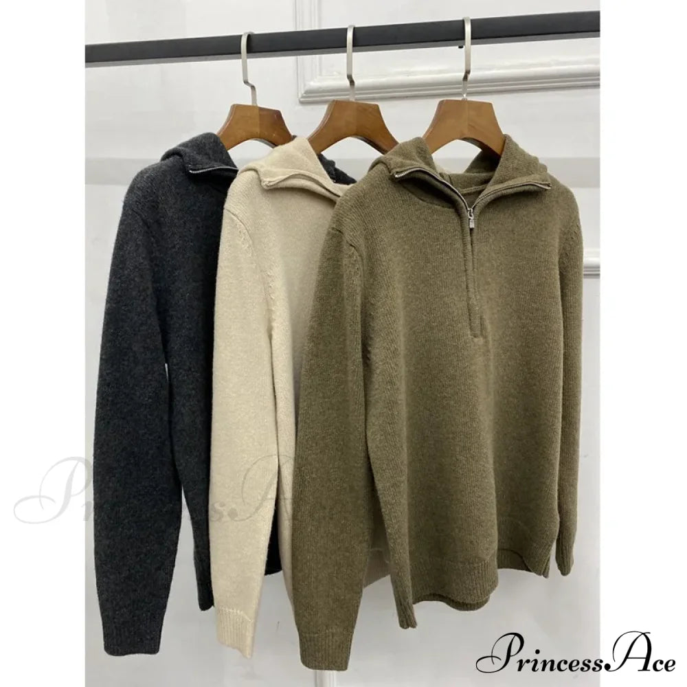 Woolen Cozy Casual Solid Warm Long Sleeve Autumnal Stylish Sweater Sweaters-L