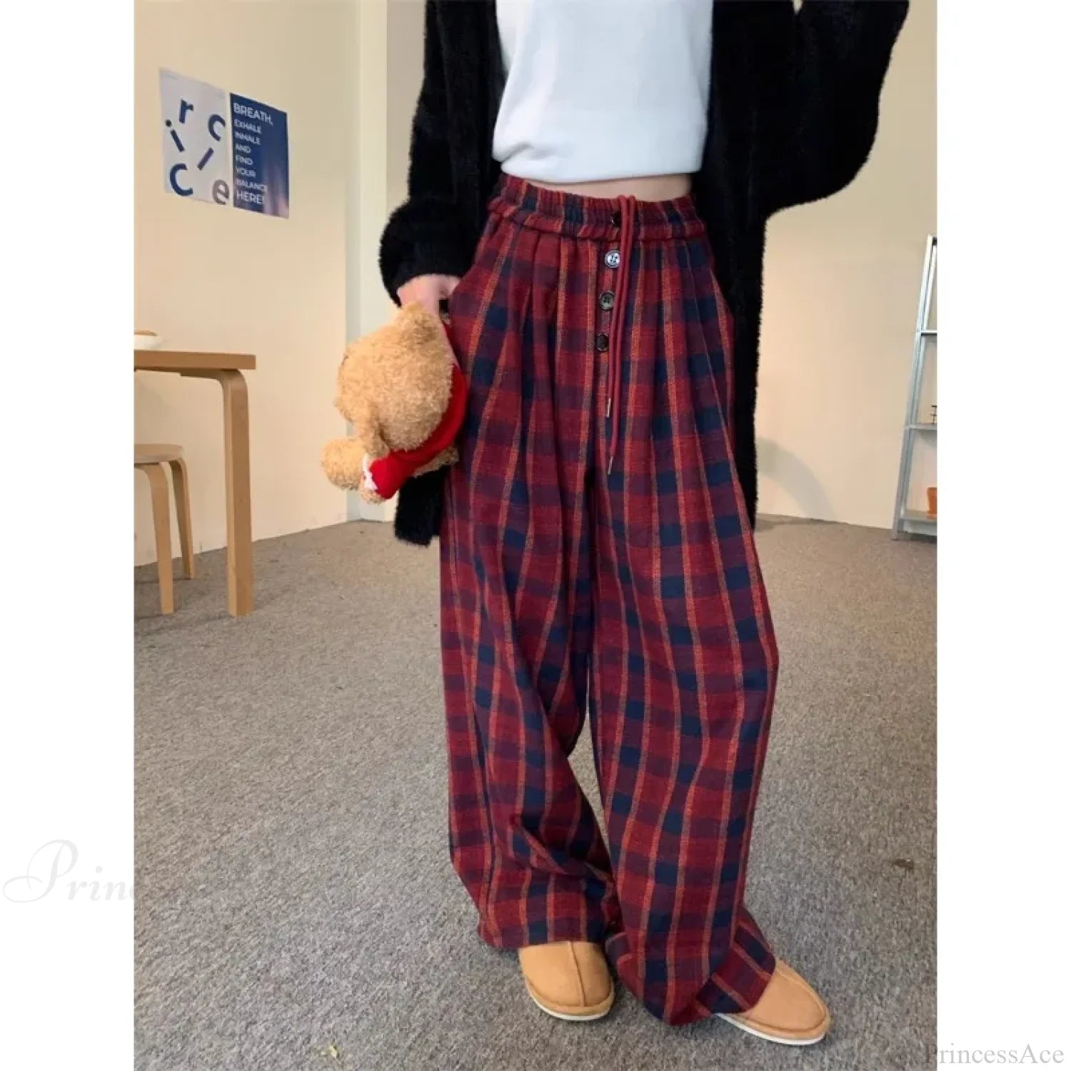 Woolen Plaid Vintage Winter Pants