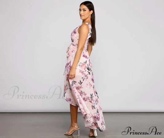 Wrapped In Romance Charming Floral Chiffon Maxi Dress Dressy Dresses