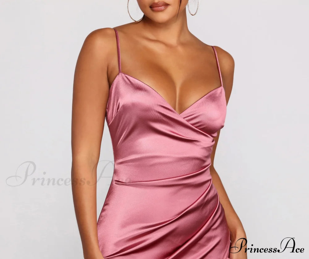 Wrapped In Sleek Charming Satin Mini Dress Club Dresses