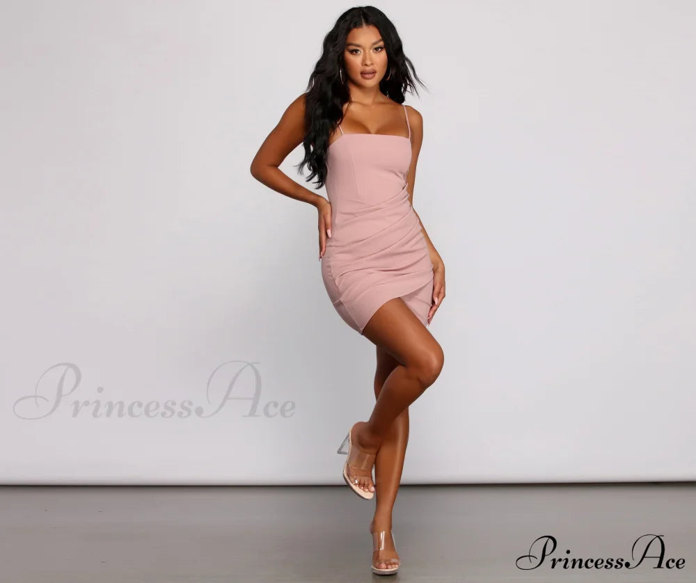 Wrapped In Stylish Charming Crepe Mini Dress Club Dresses