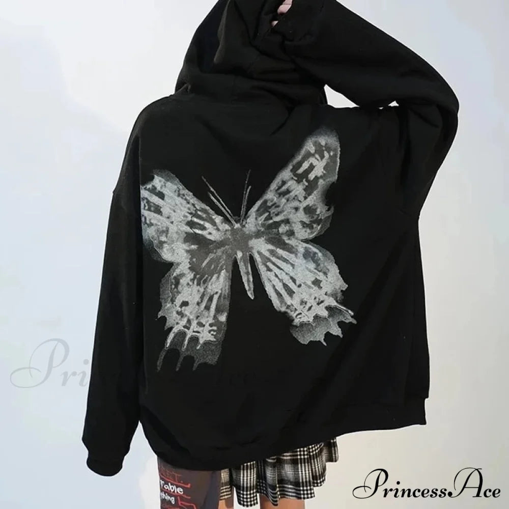 Y2K Butterfly Print Hoodies Sweatshirts & Hoodies-L