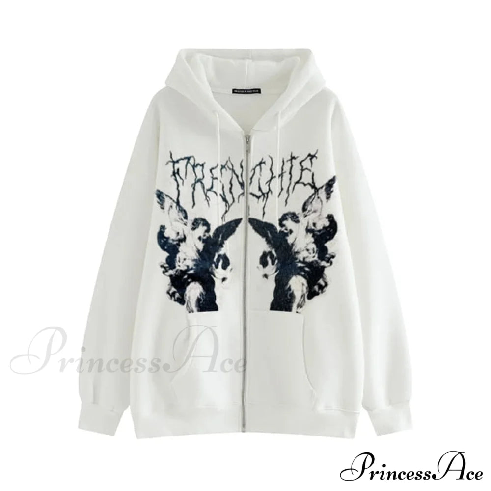 Y2K Butterfly Print Hoodies White / S Sweatshirts & Hoodies-L