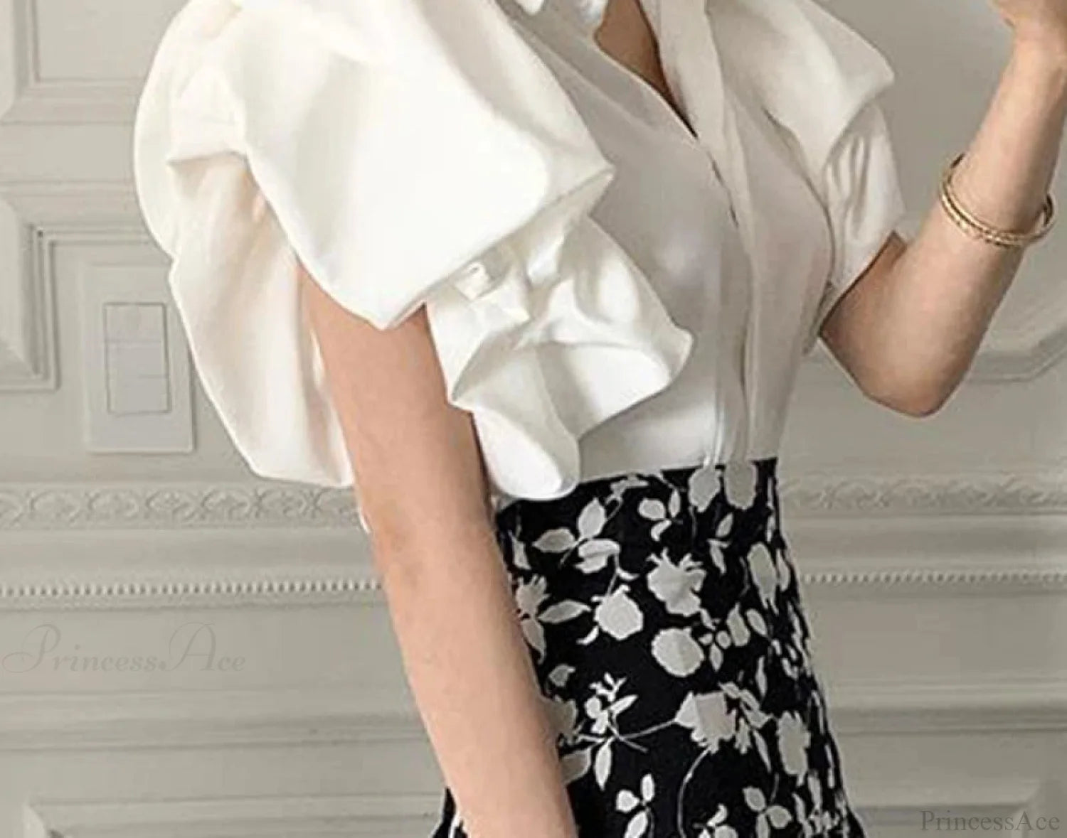 Y2K Chiffon Black Puff Sleeve Casual Korean Blouse blouse-250126