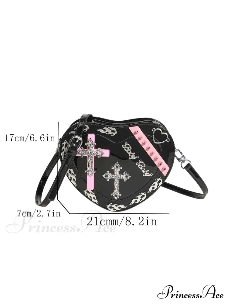 Y2K Coffin Shape Trendy Gothic Punk Cross Pattern Colorful Mini Pu Bag Halloween