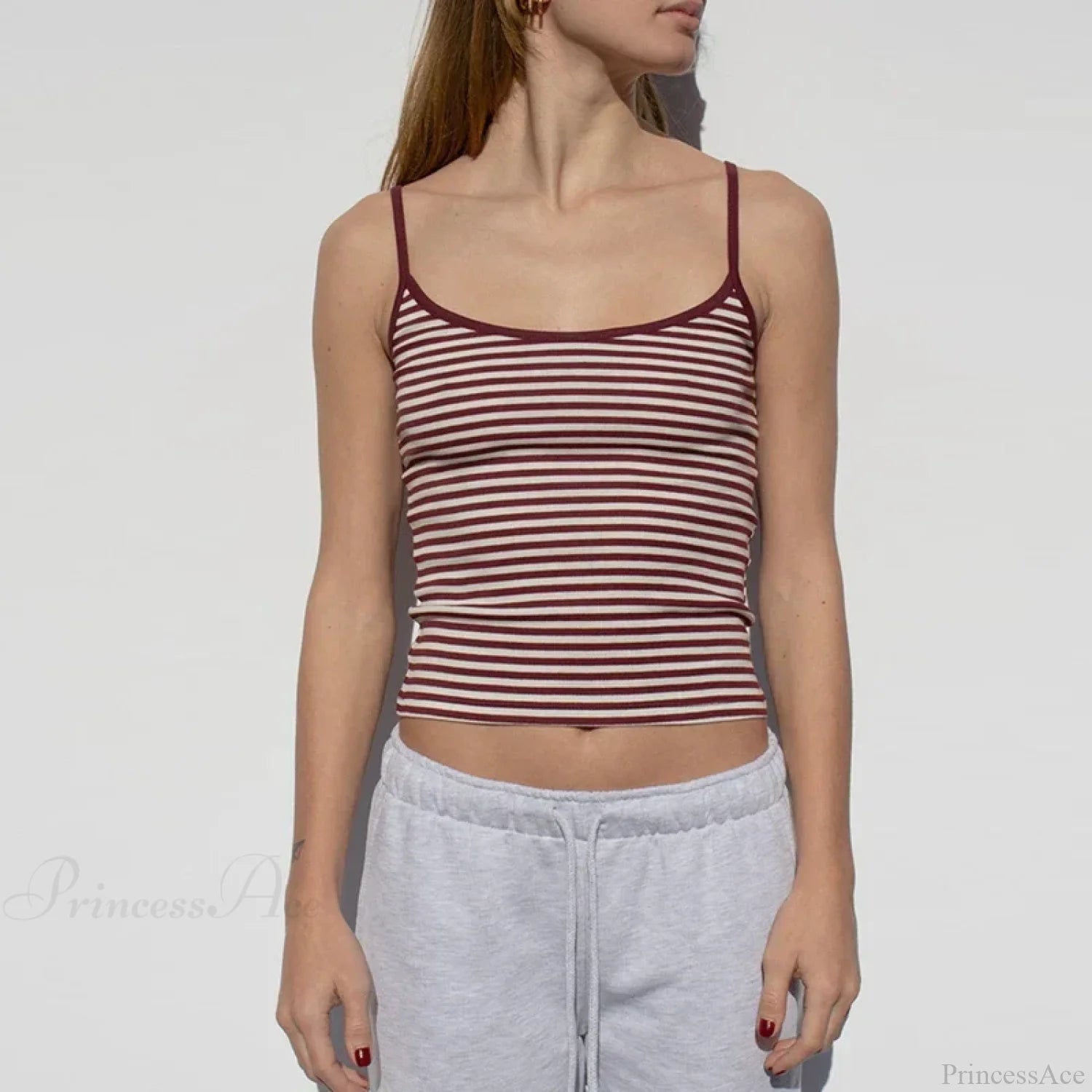 Y2K Cute Contrast Trim Spaghetti Strap Vintage Aesthetic Cottage Crop Top Zebra-stripe / S croptop-250126