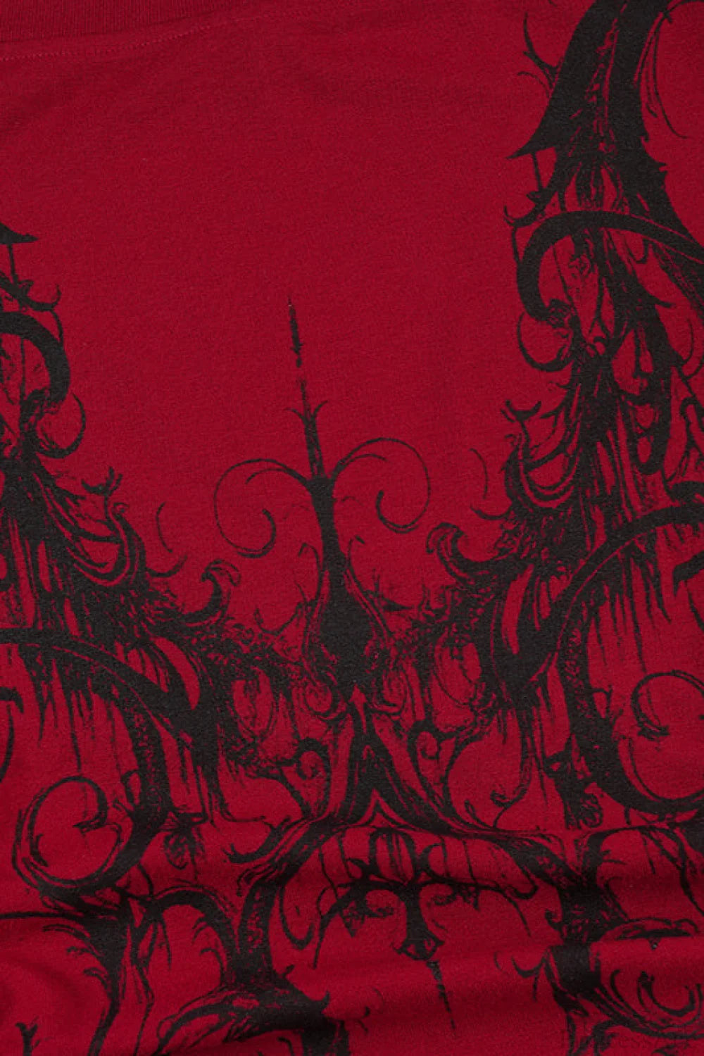 Y2K Dark Print Off Shoulder Long Sleeve Tee