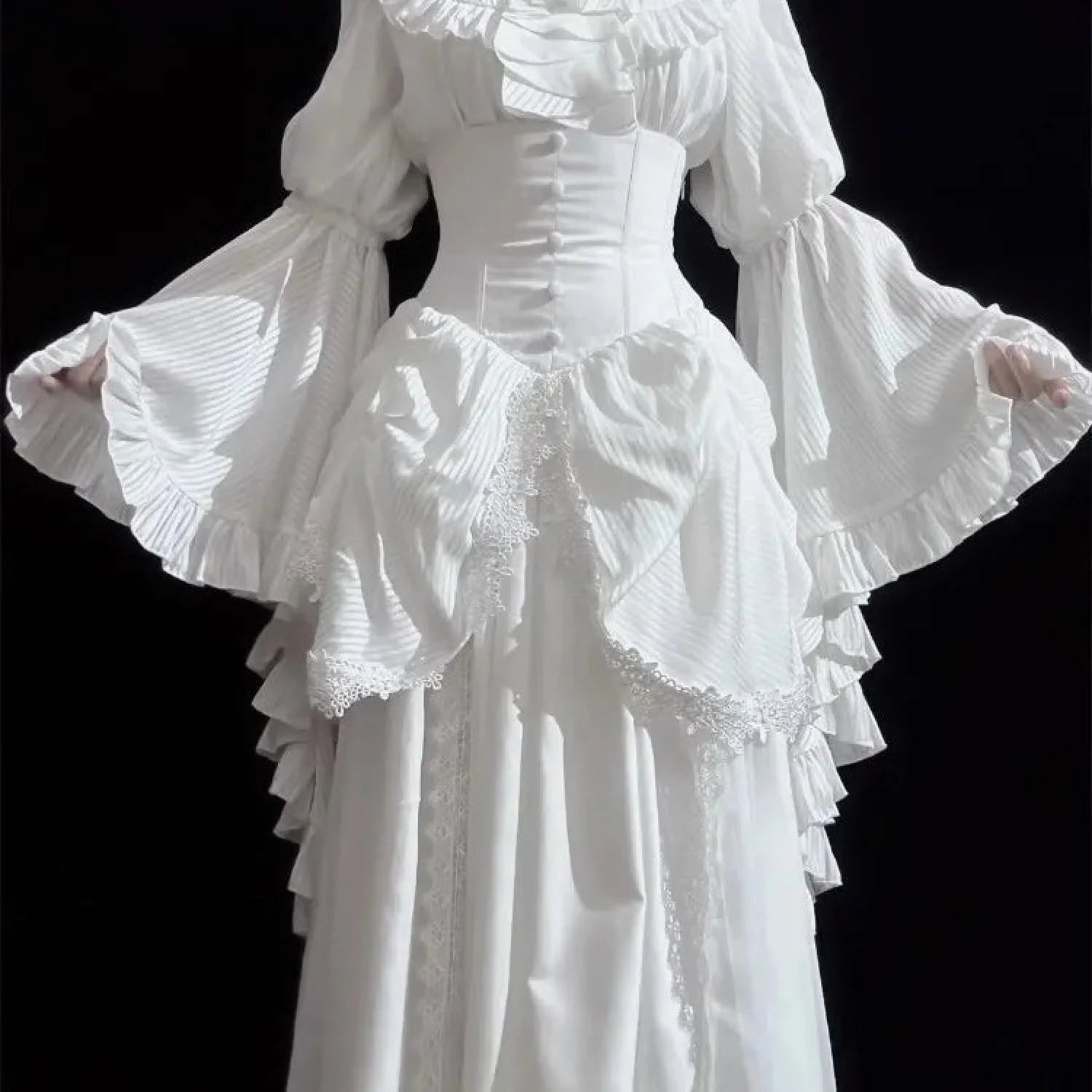 Y2k Frilly Sleeve Harajuku Blouse white / S