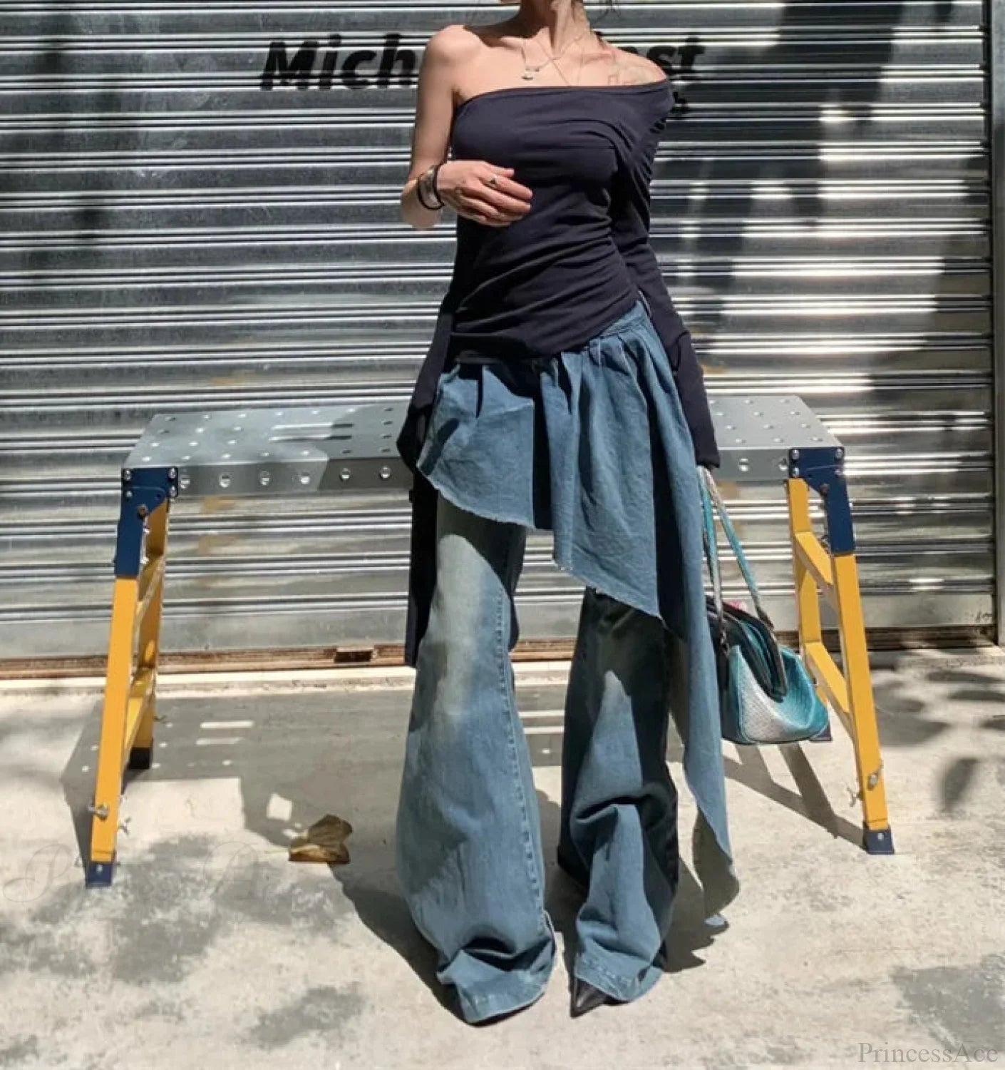 Y2K Gothic Skirt Loose Harajuku Pant Blue / S