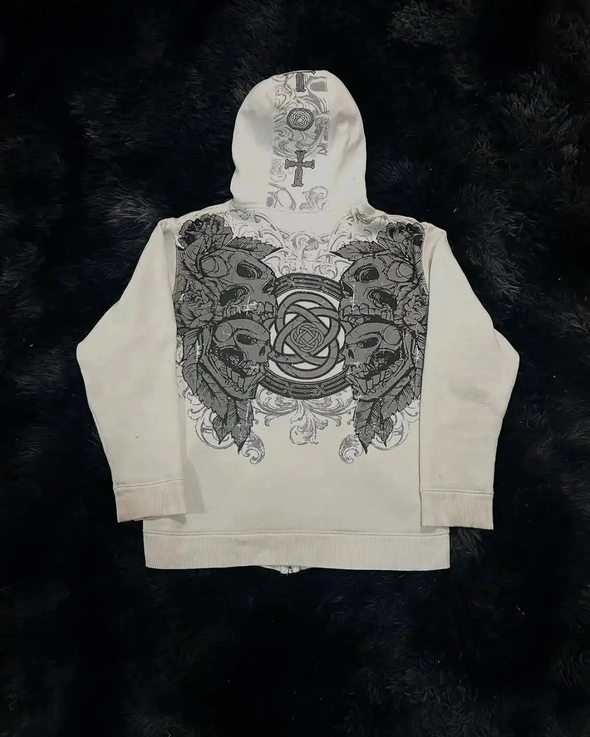 Y2K Gothic Skull Design Hoodie
