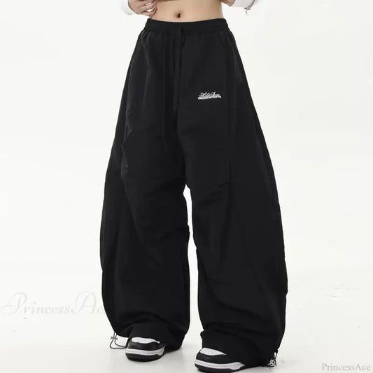 Y2K Harajuku Women Wide Leg Pants Black / S