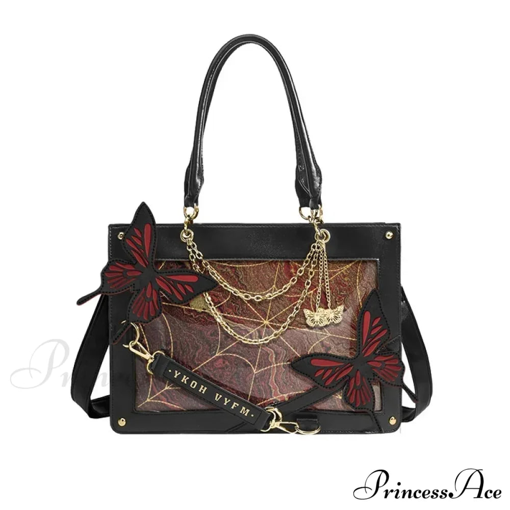 Y2K Labyrinth Butterfly Spider Web Chain Diy Transparent Lolita Gothic Bag Blood Red Halloween