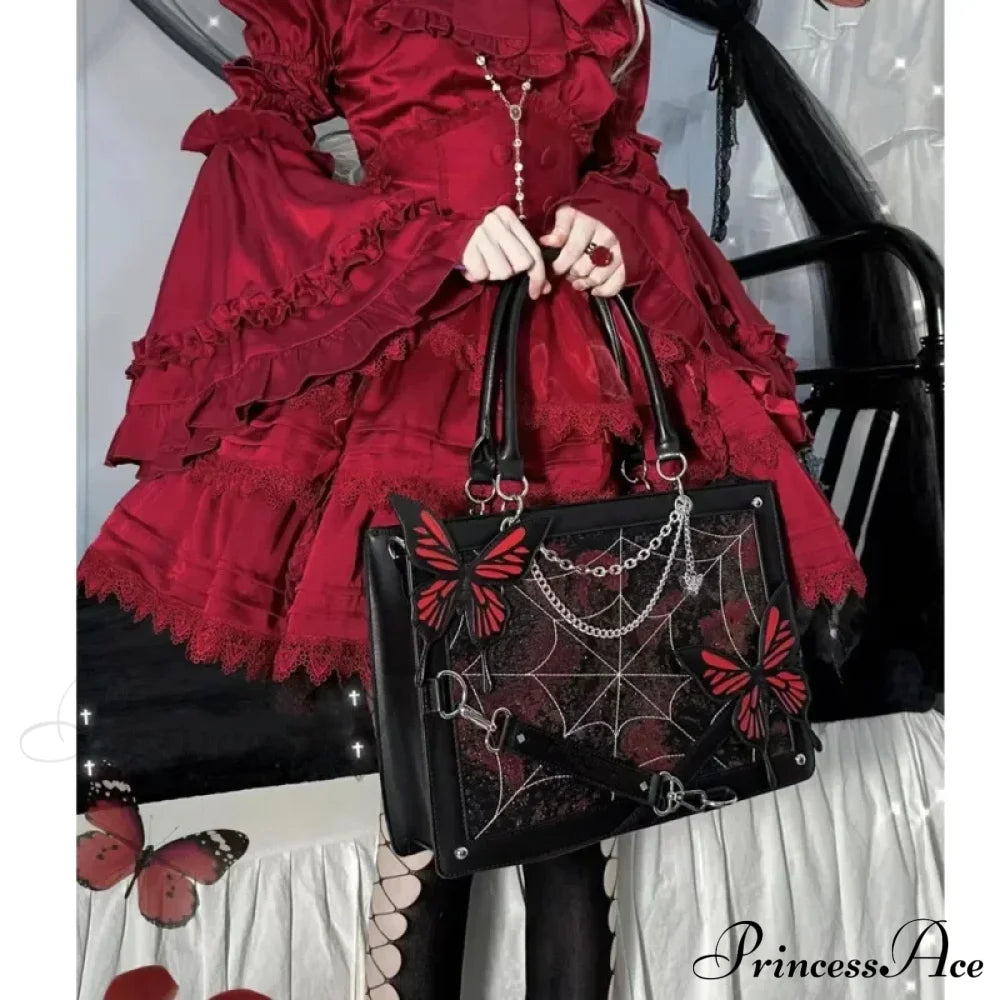 Y2K Labyrinth Butterfly Spider Web Chain Diy Transparent Lolita Gothic Bag Halloween