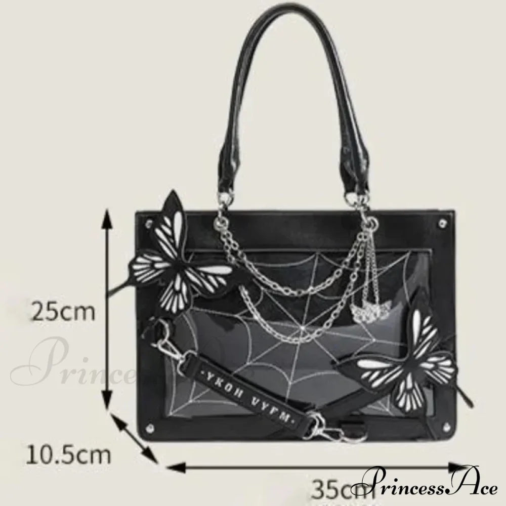 Y2K Labyrinth Butterfly Spider Web Chain Diy Transparent Lolita Gothic Bag Halloween