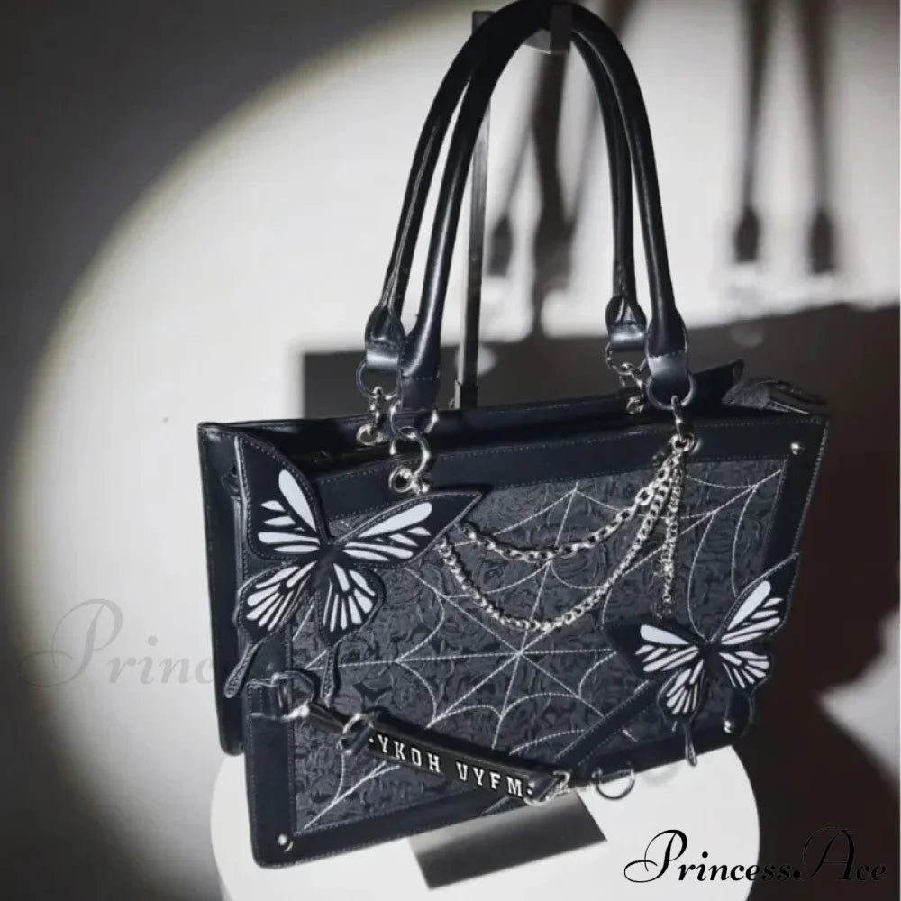 Y2K Labyrinth Butterfly Spider Web Chain Diy Transparent Lolita Gothic Bag Halloween