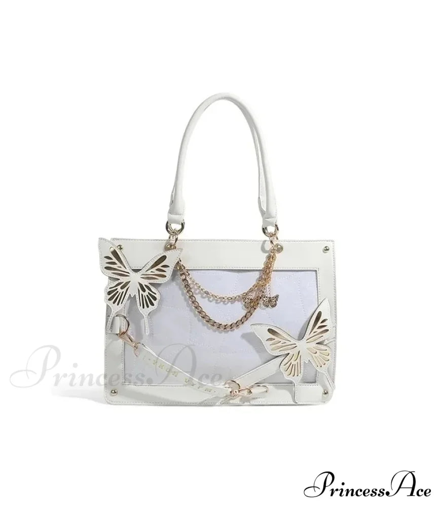 Y2K Labyrinth Butterfly Spider Web Chain Diy Transparent Lolita Gothic Bag White Gold Halloween