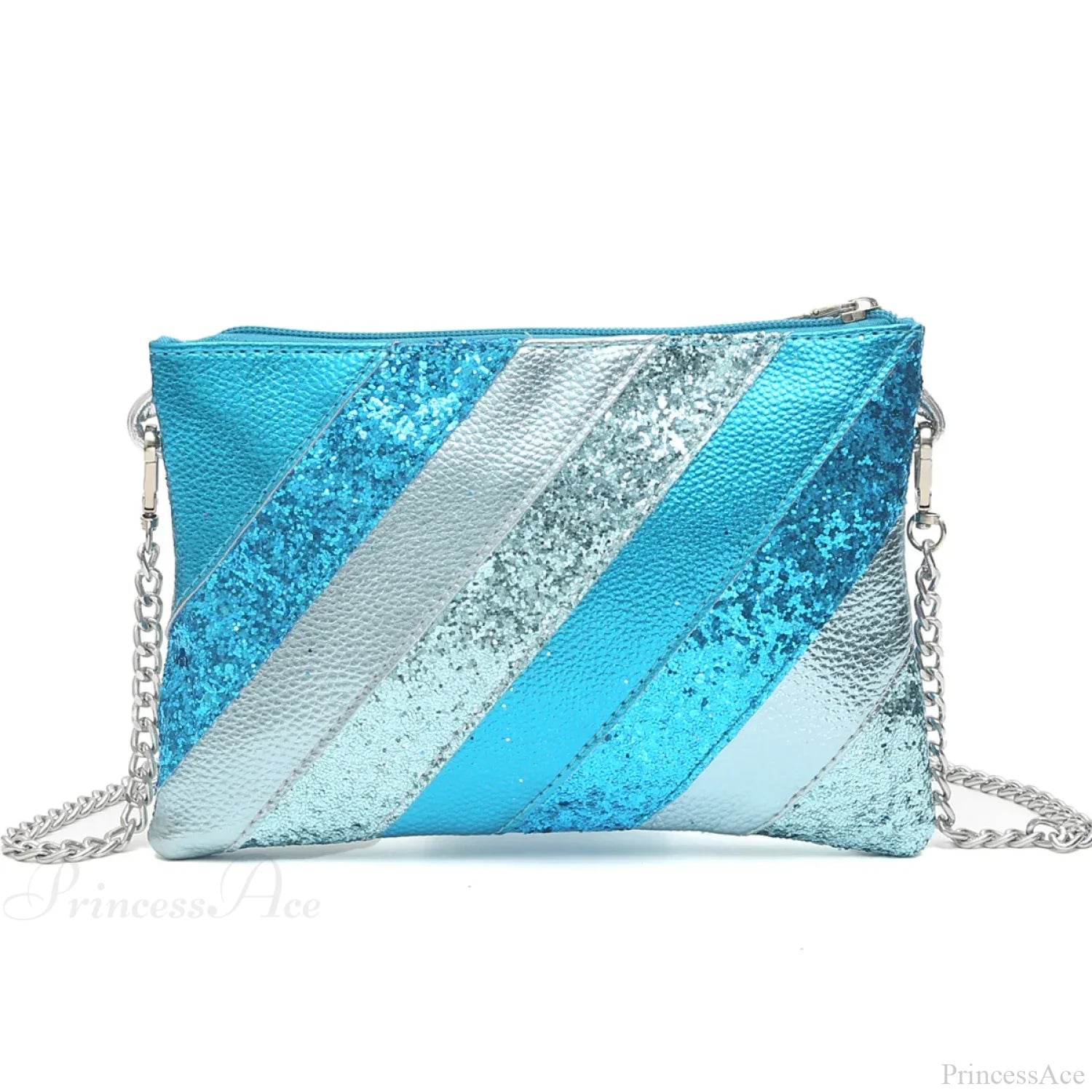 Y2K Metallic PU Leather Patchwork Wristlet AQUA wristlet-250126