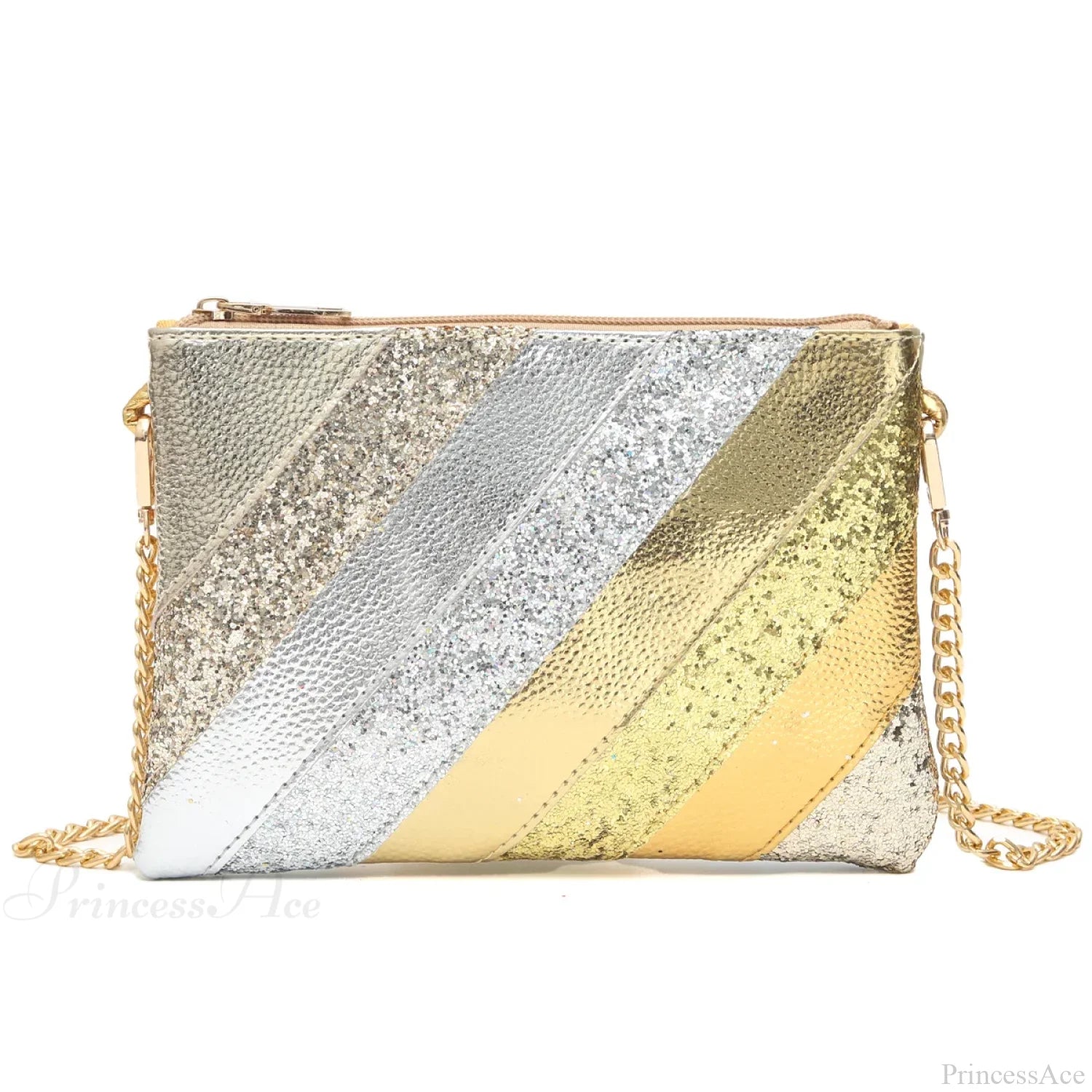 Y2K Metallic PU Leather Patchwork Wristlet GOLD wristlet-250126