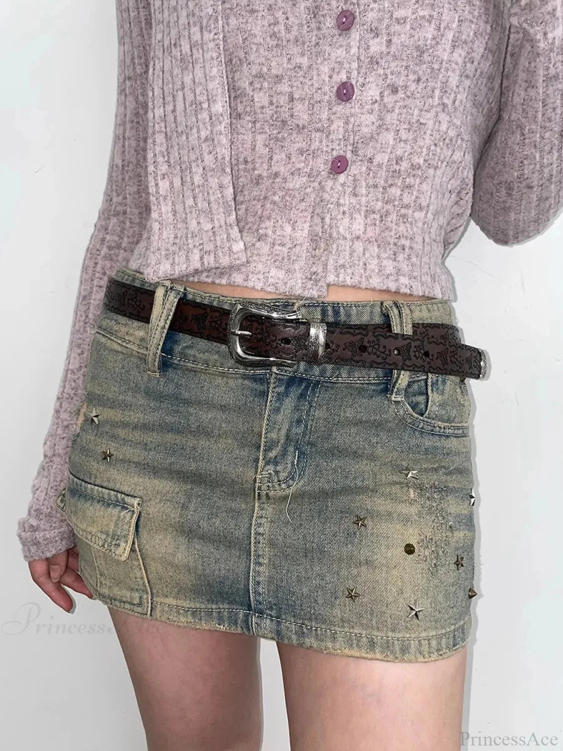 Y2K Mysterious Ivory Jeans Waist Strap