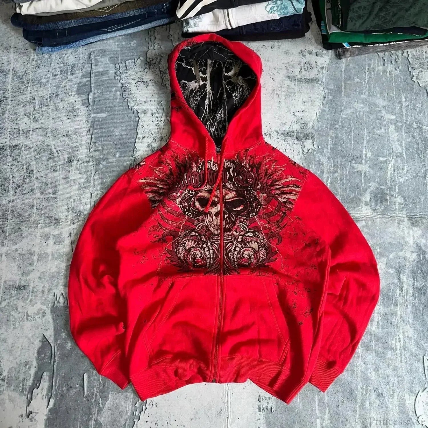 Y2K Mysterious Needlework Zipper Hoodie