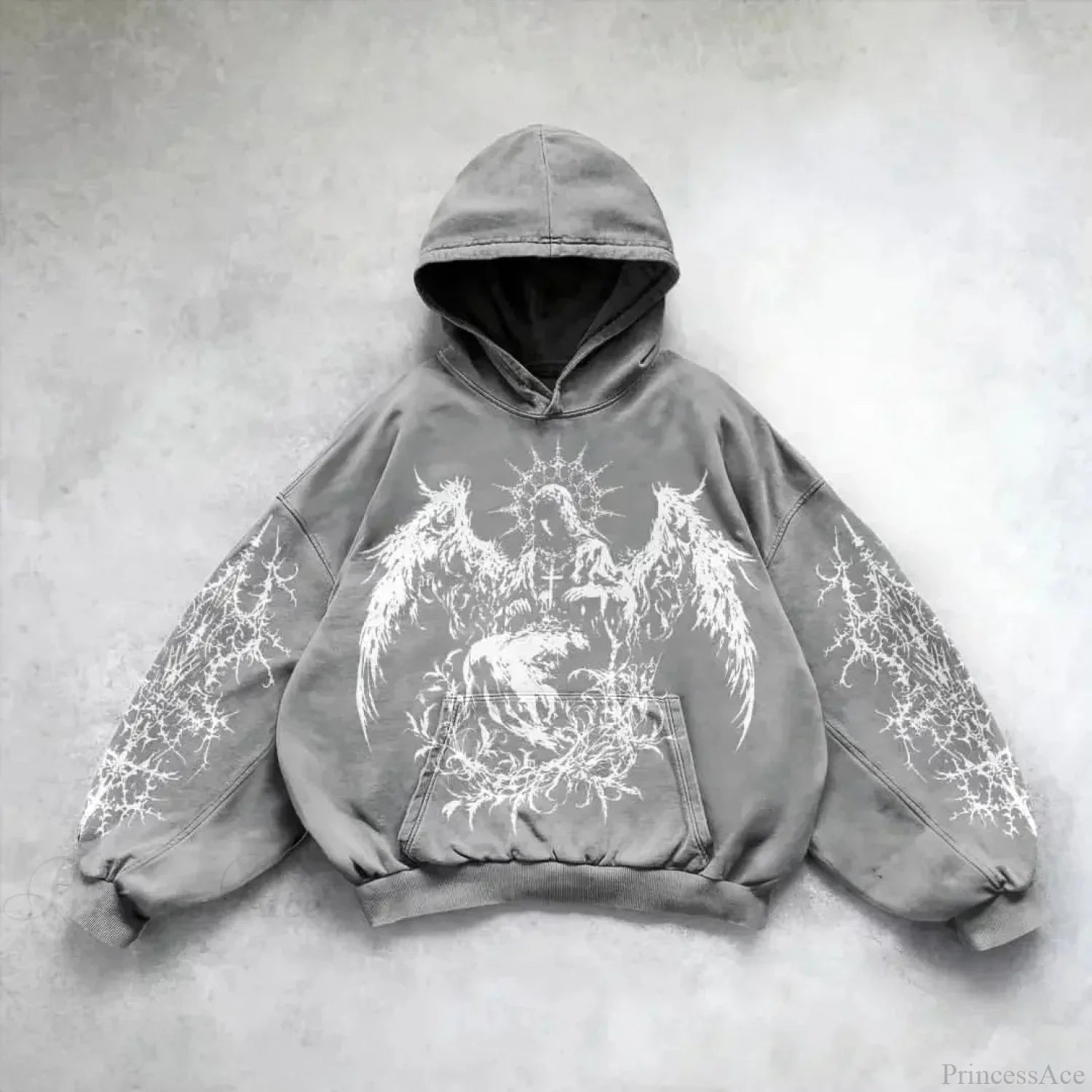 Y2K Mysterious Rap Urban Hoodie gray / M