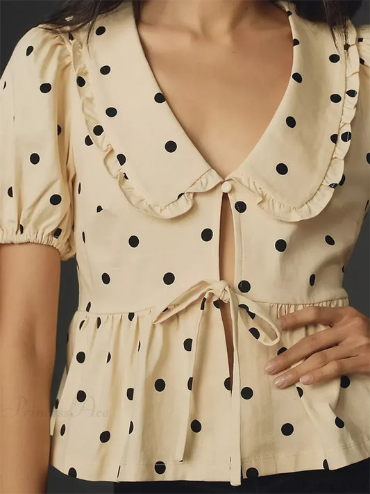 Y2K Peplum Ruffle Plaid Blouse blouse-250223