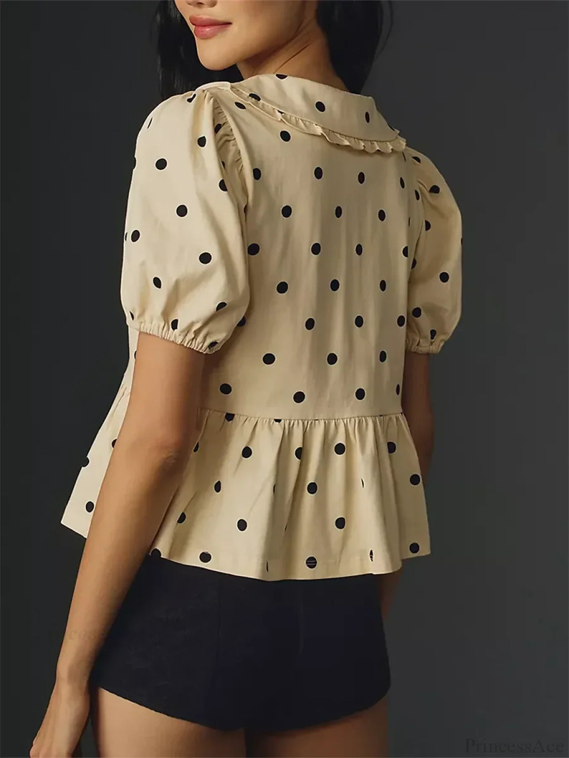 Y2K Peplum Ruffle Plaid Blouse blouse-250223