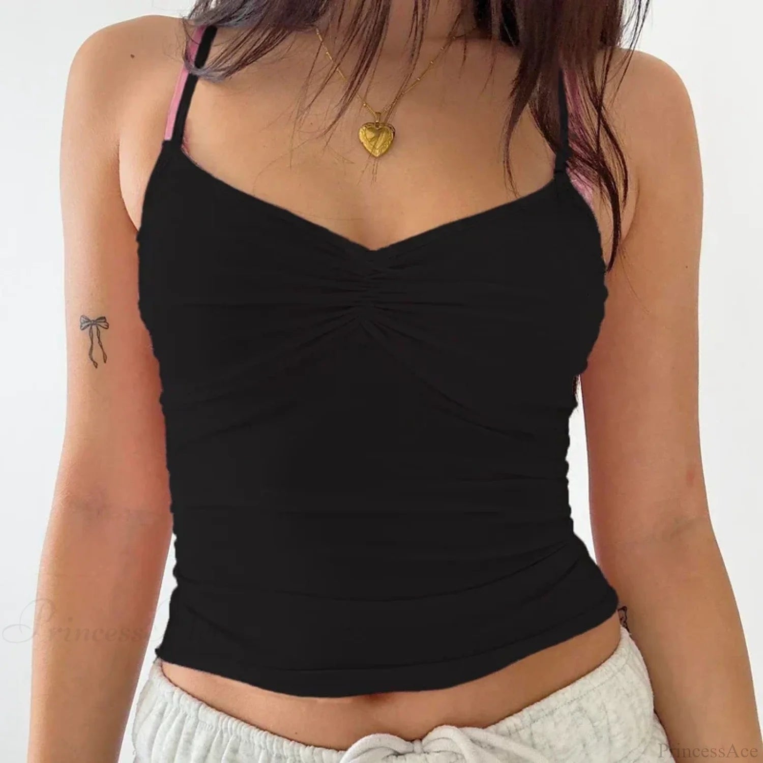 Y2K Ruched Bow Slim Fit Retro Backless Kawaii Fairy Coquette Crop Top BLACK / S croptop-250126