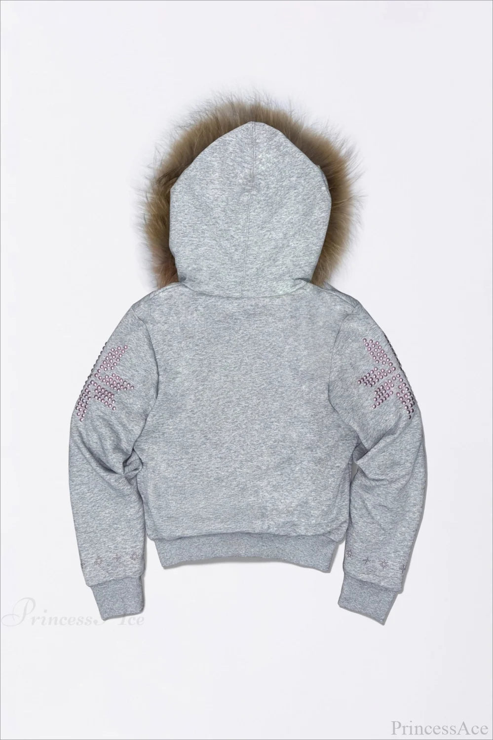 Y2K Sherpa Collar Rhinestone Zip-Front Waist-Cinched Hoodie