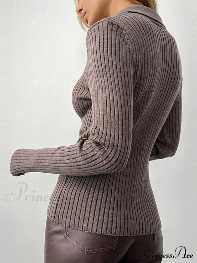 Y2K Solid Color Casual Knitted Sweater Pullover