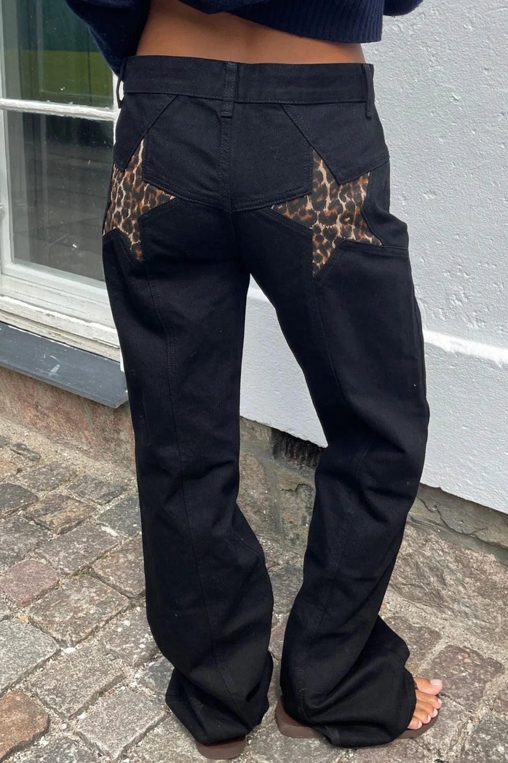 Y2K Star Color-Block Patchwork Jeans Black / S