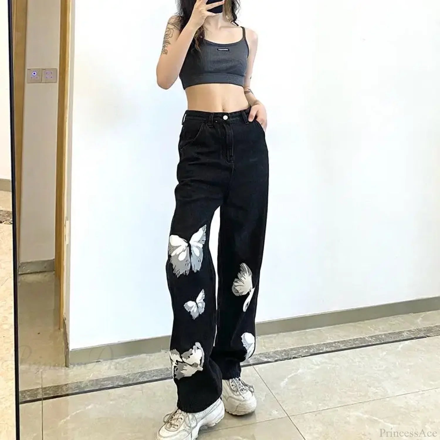 Y2K Vintage Black Wide Leg Jeans Pants