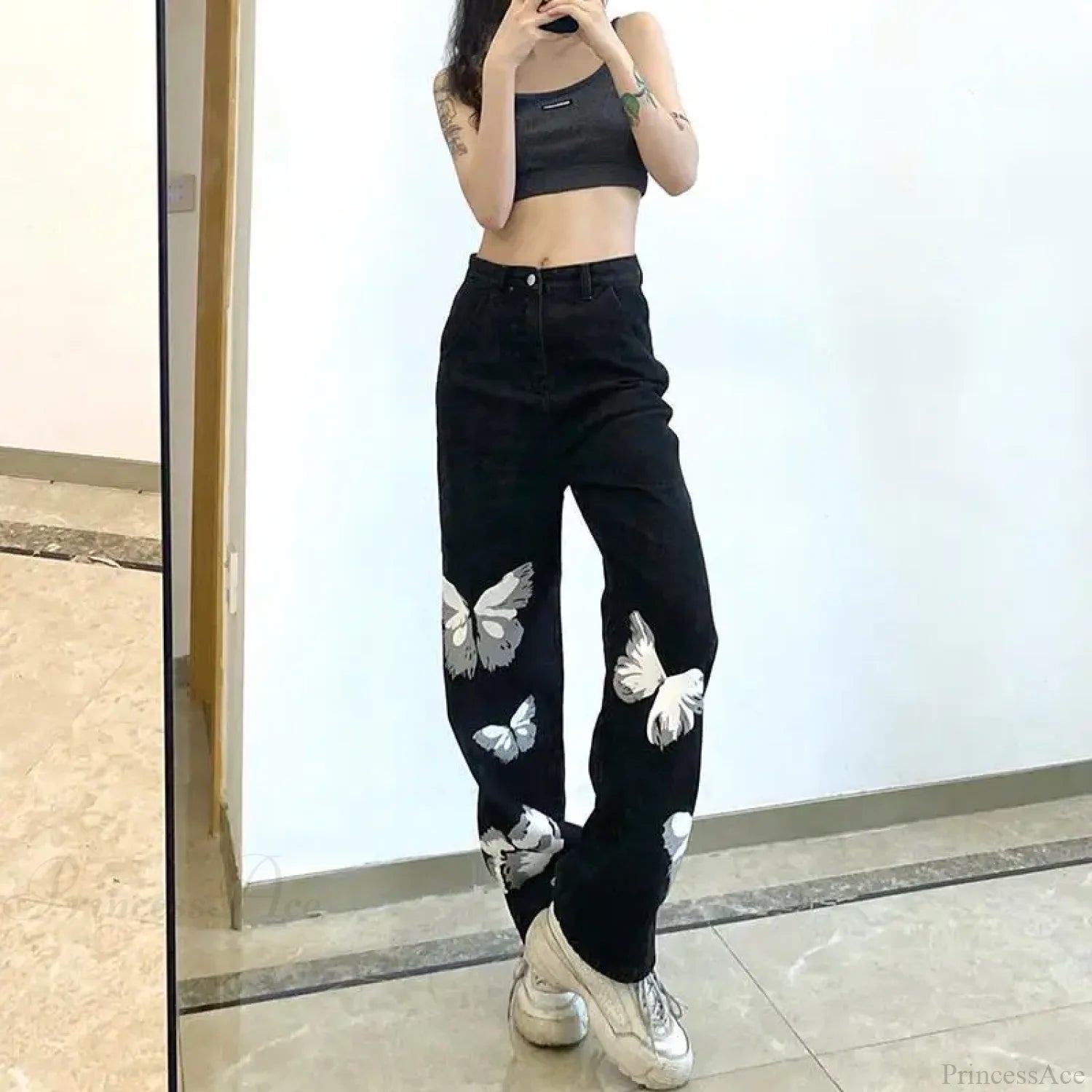 Y2K Vintage Black Wide Leg Jeans Pants