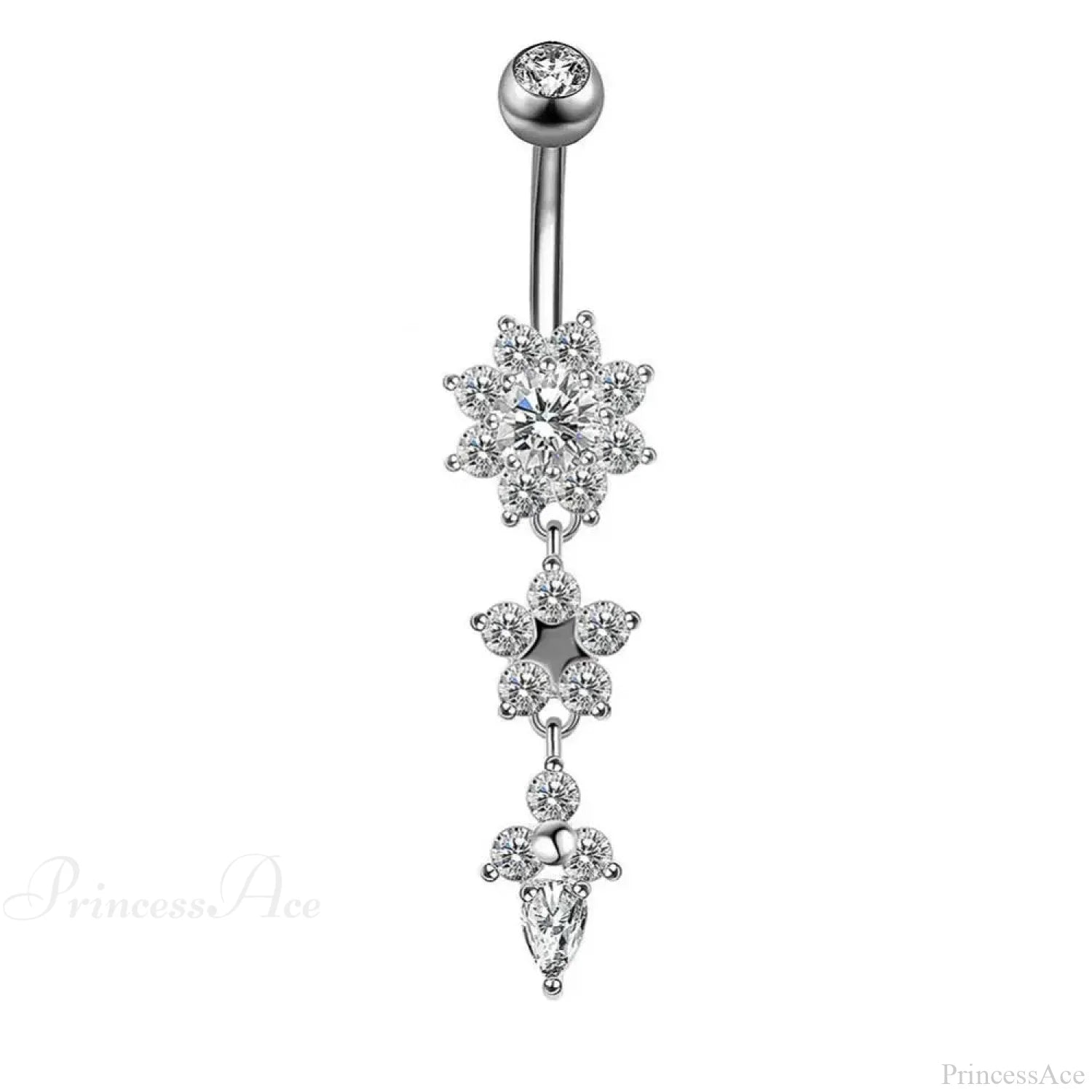 Yellow CZ Butterfly Heart Gothic Belly Ring Silver Drill