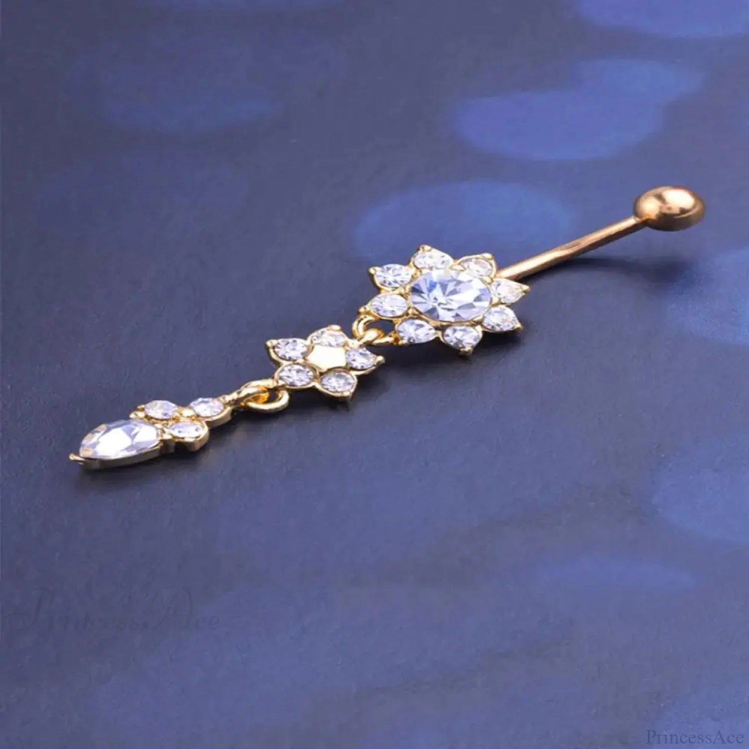 Yellow CZ Butterfly Heart Gothic Belly Ring Silver White