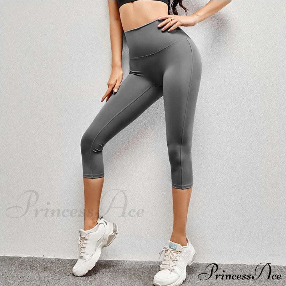 Yoga Pants Elastic High Waist Sport Leggings Jx-Qk733 Gray / S