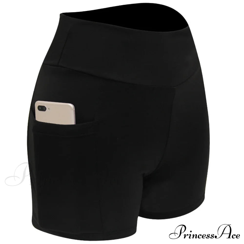 Yoga Pants Gym Sports Running Shorts 2-Black / S