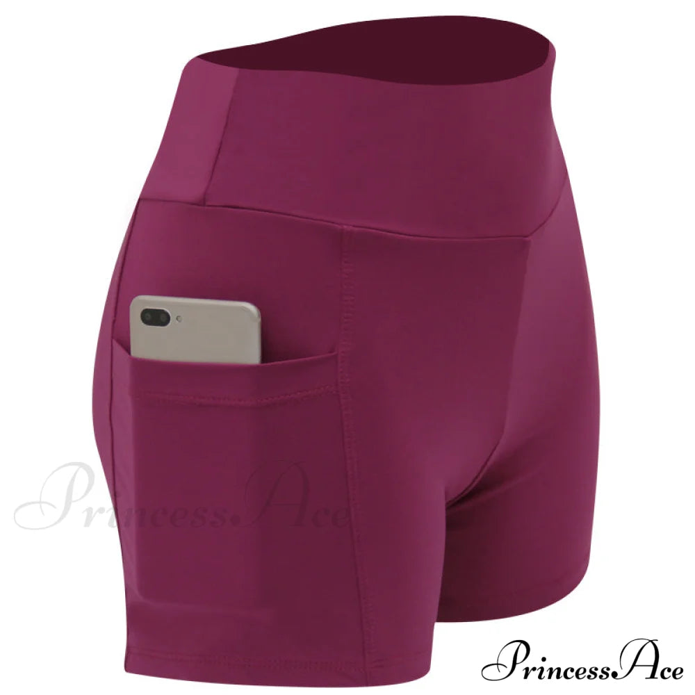 Yoga Pants Gym Sports Running Shorts 2-Wine Red / S