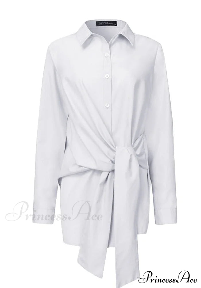 Zanze Self-Tie Shirt - Plus Size Tops & Blouses