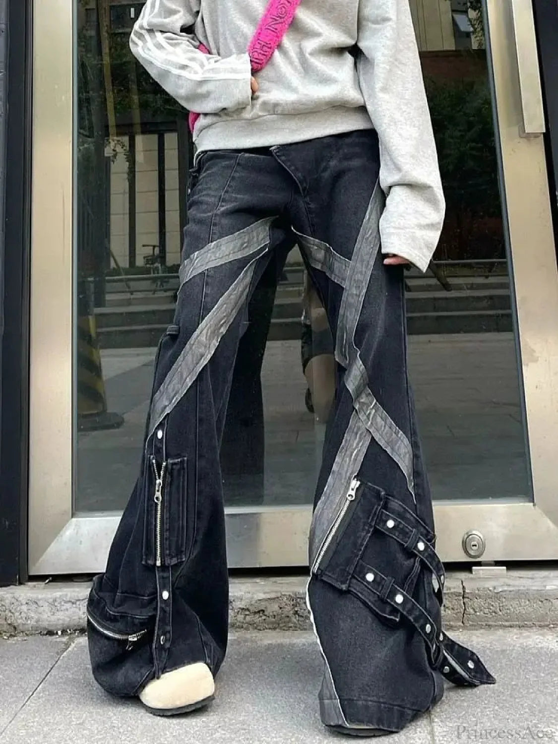 Zipper Joining Gothic Flared Pant black / S