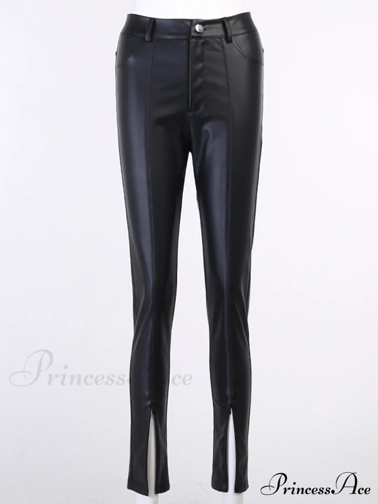 Zipper Skinny Faux Leather Pants