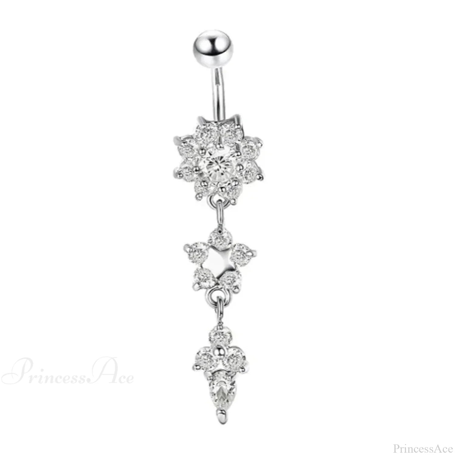 Zircon Bloom Dangle Gothic Belly Ring sliver02