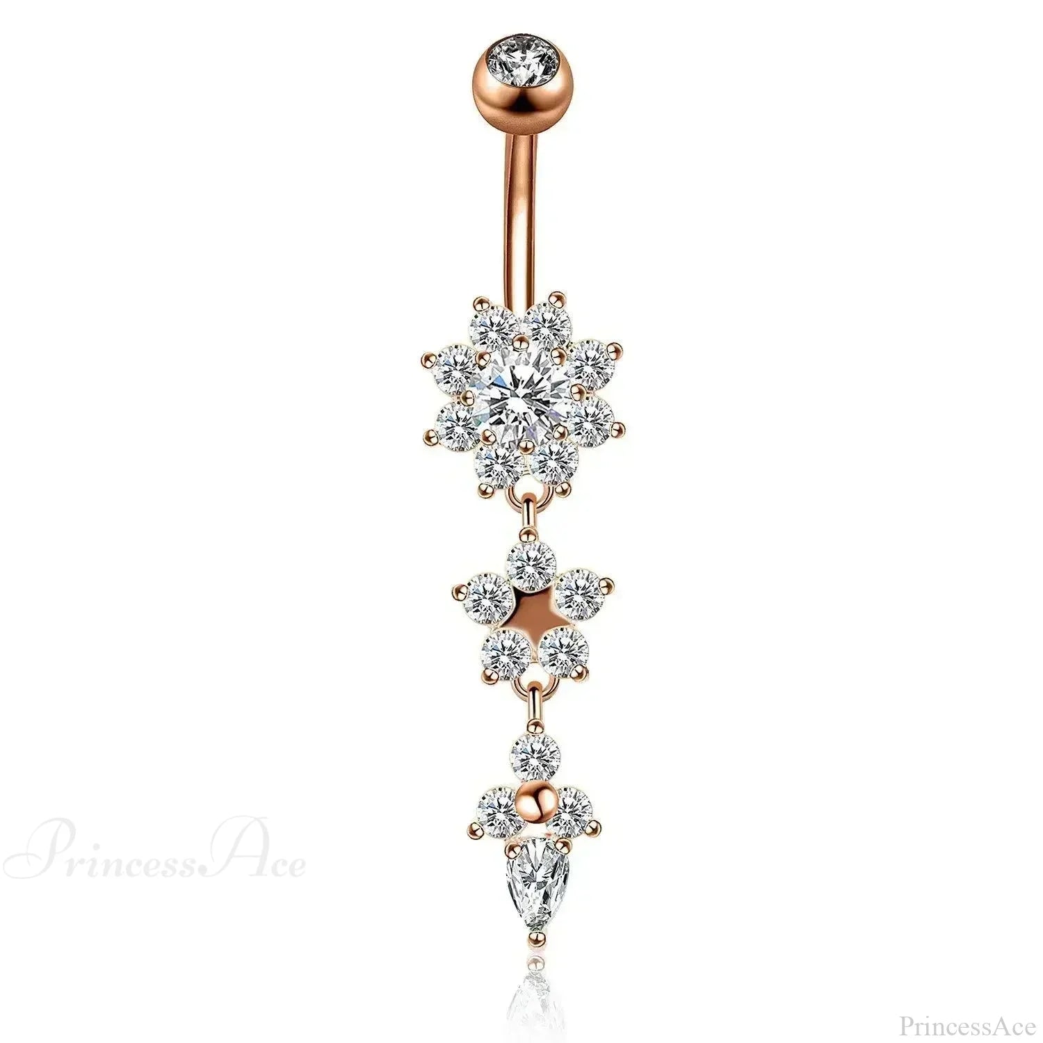 Zircon Bloom Dangle Gothic Belly Ring sliver05