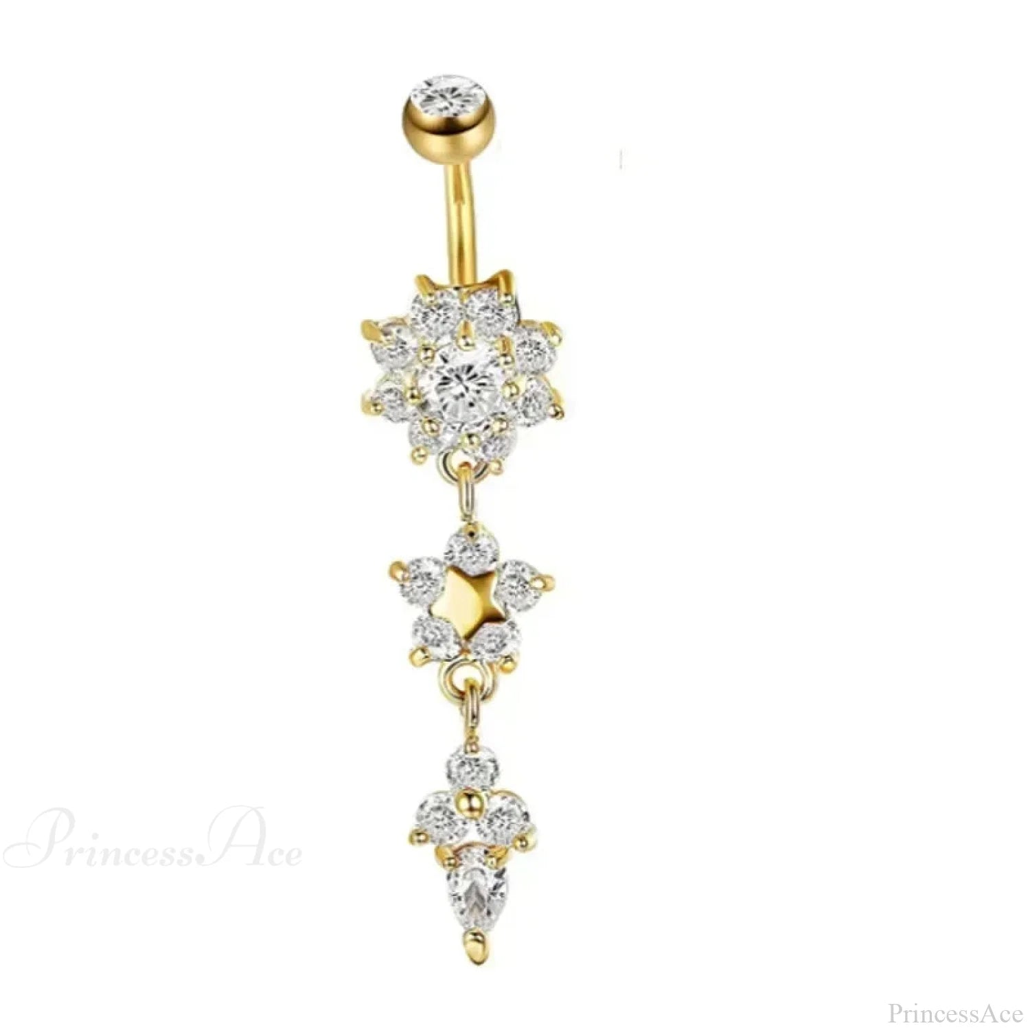Zircon Bloom Dangle Gothic Belly Ring sliver06